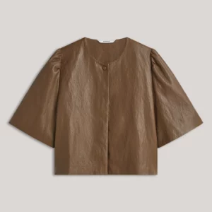 Summum Jasje puff sleeve top soft Faux leather  2s3578-12526